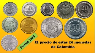 El valor de estas 10 monedas antiguas de Colombia, las fechas mas comunes de los centavos