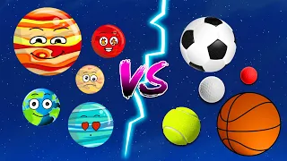 Planets Comparison with Real Sport Balls | Nursery Rhymes and Kids Songs