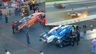 John Force Wild CRASH NHRA Top Fuel Funny Car