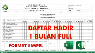 Cara membuat absensi daftar hadir untuk 1 bulan di excel (LENGKAP)