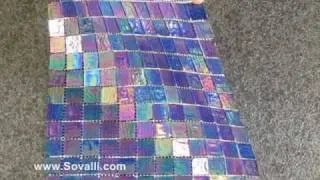 Sovalli Cobalt Blue Iridescent Glass Mosaic Tile