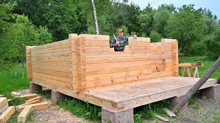 Log Cabin The Walls are Almost Ready, Building Alone Ep 5, -  Living off the Land