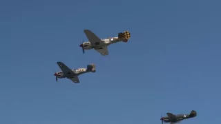 P-40 Heritage Flight and Missing Man Formation with gopros