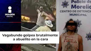 Vagabundo golpea brutalmente a abuelito en la cara