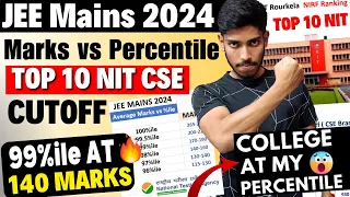 🤯 JEE Mains 2024: NTA Marks vs Percentile for JANUARY Attempt🔥| TOP 10 NIT CSE CUTOFF 2024 #jee2024