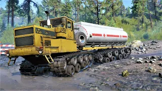 SnowRunner - Kirovets K-700 Quad Tracked - Driving Offroad Transporting Fuel Tanker
