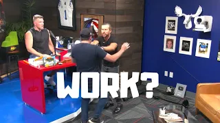 Pat McAfee show - Adam Cole pushes employee during interview.