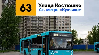 Автобус 63. «Улица Костюшко» - «Ст. метро Купчино».