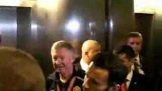 Man Utd players in Moscow hotel after winning 2008 UCL final