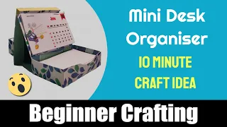 Create a simple desk organiser with paper tray and sticky note holder!