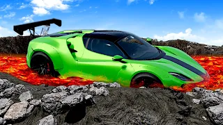 Cars Jump into VOLCANO during Race! (BeamNG)