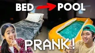 SWIMMING POOL Bed PRANK On Family!! (Epic Fail?) | Ranz and Niana