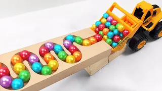 Marble Run Race ☆ HABA Slope & Retro Makita Truck, Garbage Truck Long Version #36