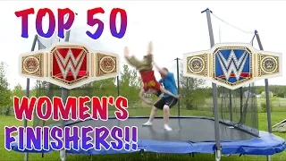 Top 50 WWE WOMEN'S Finishers on Trampoline