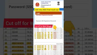 SSC MTS 2022  final result out। Cut off for West Bengal। #ssc_mts_result #ChakriBarta #shorts