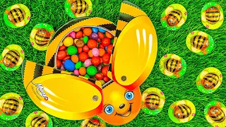 Best Satisfying ASMR | Color Bee Full of Skittles Candy with Rainbow Fruits Cutting Video #287