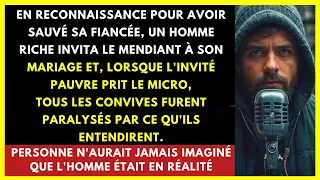 Pour avoir sauvé sa fiancée, un riche invita un clochard. Il prit le micro, les invités se figèrent.