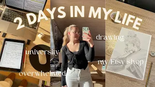 DAYS IN MY LIFE VLOG - German girl, university/college student, drawing, Etsy shop, small business