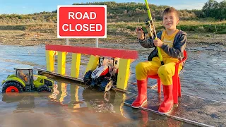 Darius wants to go fishing but a mud accident with tractors disturbs him - Kidscoco Club