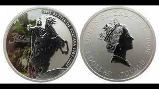1 долар Тувалу зі срібла "300 років Полтавській битві"  2009 року