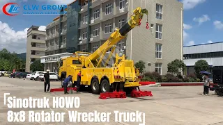Sinotruk HOWO 8X8 All Wheel Drive AWD Off Road 50Tons Rotator Road Recovery Wrecker Tow Truck