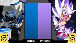 ERROR404!Sans VS Sonic The Hedgehog Power Levels