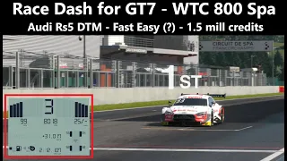 GT7 Spa 1 hour WTC 800 Grind Fast Easy win update 1 31 RS 5 Turbo DTM Race Dash Tire temps