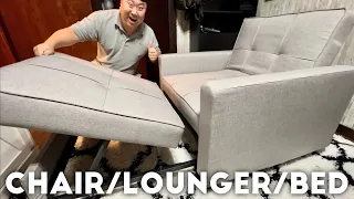 This Chair Turns Into Chaise Lounger and Bed!