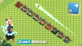 *MAX* Giant Arrow vs Every Level Defense! - Clash of Clans