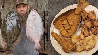 How To (CATCH * CLEAN * COOK) The FLOUNDER !!! The Best Recipe for Fried "FLATFISH & OYSTERS"