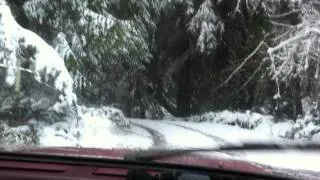 Attempting the snowy driveway