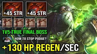 WTF +130 HP REGEN PER SEC Double 2x Heart Pudge Brutal 1v5 Final Boss Hard Carry Dota 2