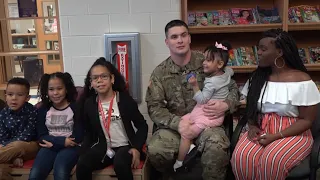 Fort Hood soldier comes home to surprise his four kids at school