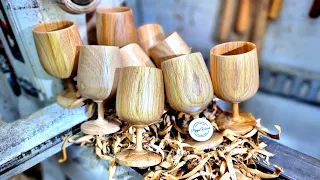 Crafting Elegance: Turning Oak Wood into Exquisite Goblets | Woodturning Masterclass