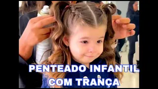 Penteado infantil com trança embutida lateral