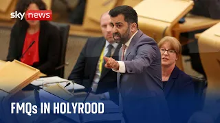 Scotland's First Minister Humza Yousaf faces questions from Parliament in Holyrood