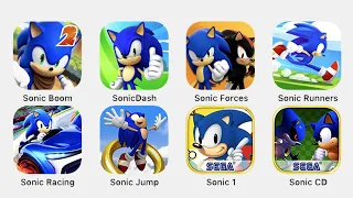 Sonic Boom 2, Sonic Dash, Sonic Forces, Sonic Runners, Sonic Racing, Sonic Jump, Sonic 1, Sonic CD