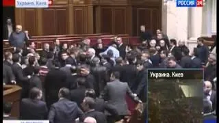Сегодняшняя драка в Верховной Раде Украины!Депутаты ''активно'' ведут свои переговоры!