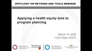 Applying a Health Equity Lens to Program Planning