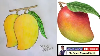 Mango Drawing/आम का जोड़ा कैसे बनाएं/How to draw Mango Step by Step/Very Easy for beginners