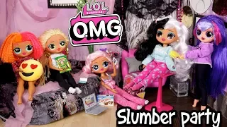 Barbie LOL Doll Family Night Routine - Sleepover Party with OMG Dolls