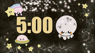 5 Minute Timer with alarm bell | Shooting star