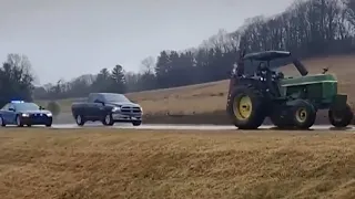 Farming Tractor Leads Police on a Slow Speed Chase