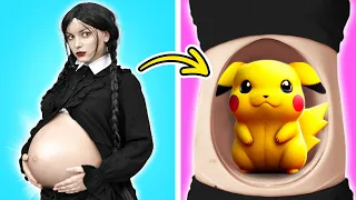 DICAS RADICAIS PARA PAIS DE WEDNESDAY ADDAMS || Gadgets engraçados para a gravidez da 123 GO! TRENDS