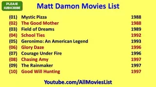 Matt Damon Movies List