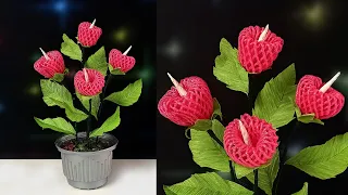 Creative Decoration Flowers Ideas from Fruit Nets | Flower from Apple Fruit Net | Fruit Foam Flower