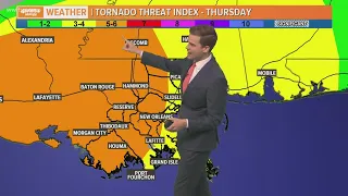 Tornadoes risk increases Thursday afternoon/evening for New Orleans area