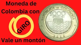 Moneda de 1000 pesos que vale  600.000 . Moneda  con giro que puede valer mucho dinero