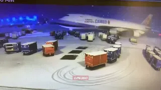 Luggage gets sucked in airplane engine