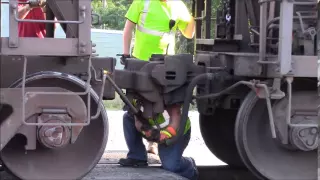 CSX Coal Train Coupler Knuckle Breaks and Fixed Fostoria OH August 2015